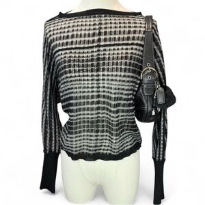 Vintage Patterson J. Kincaid Originals black and ivory plaid grid knit top.